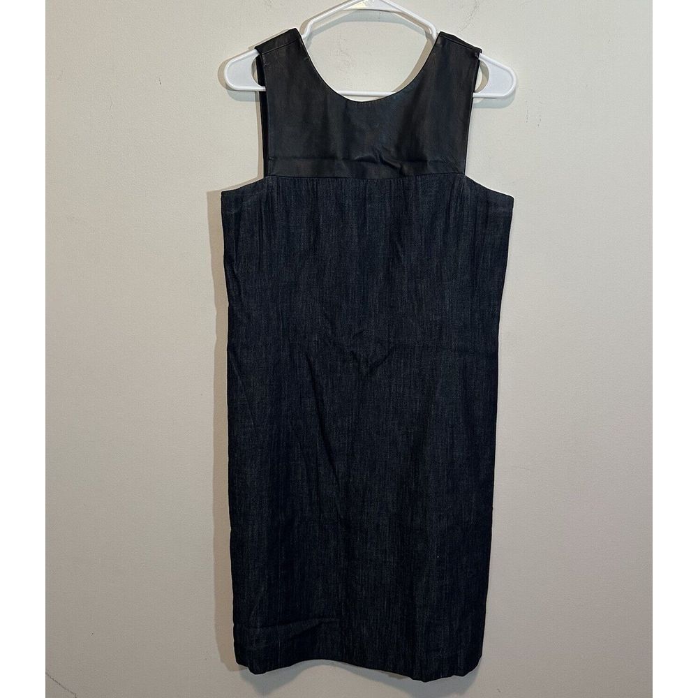 Lauren Ralph Lauren Womens Dress 8 Denim Faux Leather Black‎ Trim